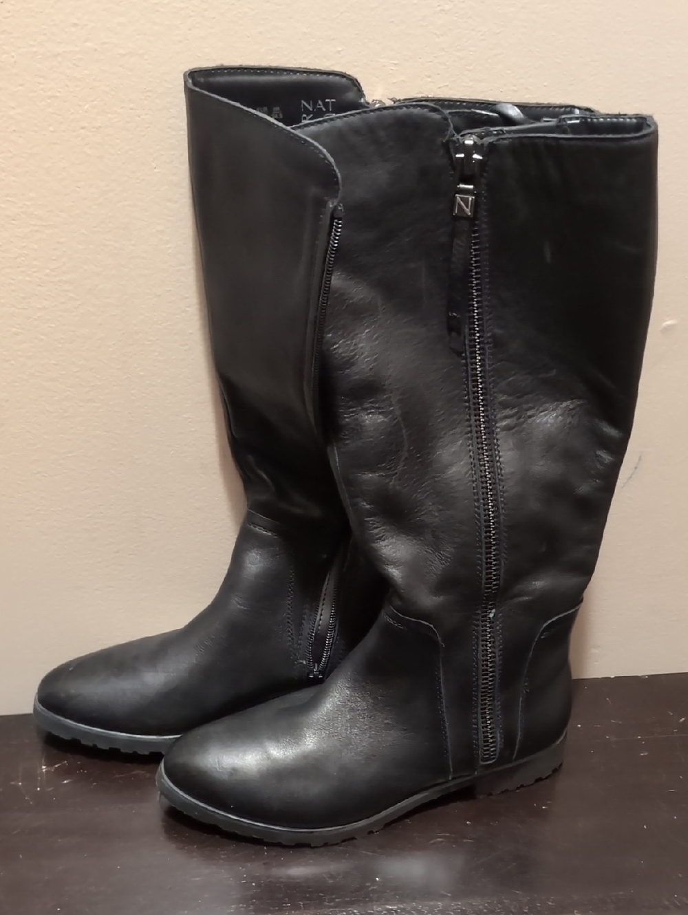Naturalizer Black Wide Calf  Zip Riding Boots